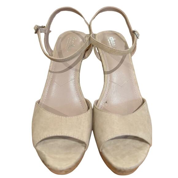 Charles By Charles David NWOB Cork Wedges Platform Peep Toe In Nude Size 10 - Picture 5 of 8